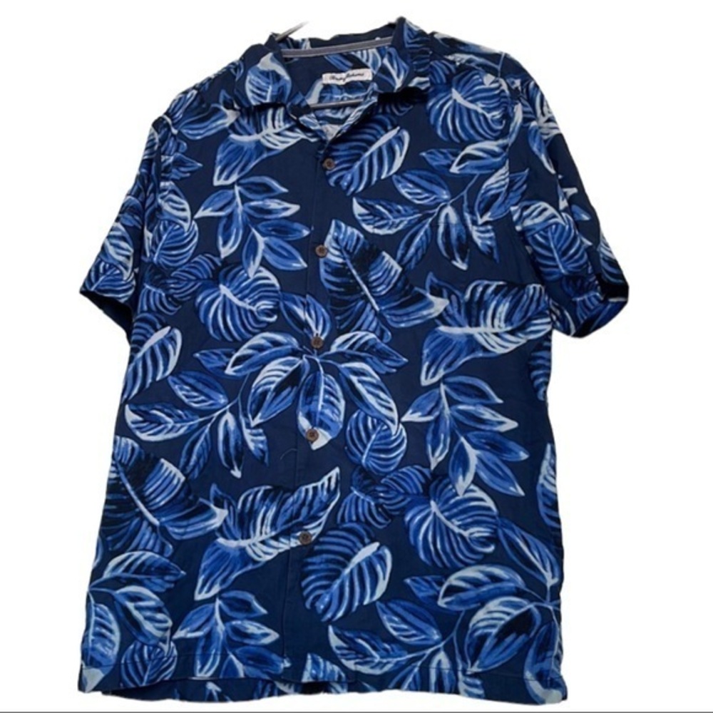 Vintage Tommy Bahama Blue Short Sleeve Casual Shirt Size Large EUC #7390